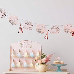 Afternoon Tea Rose Gold Foil Tassel Garland Pink